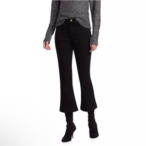 Frame Le Bardot Crop Flare Jeans High Waisted Black in Kerry Wash Size 26